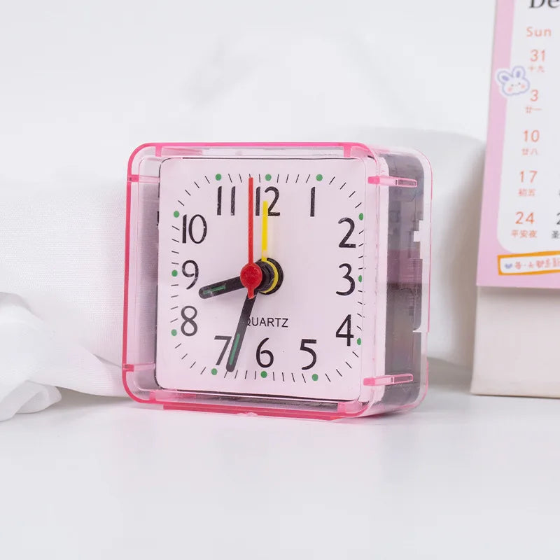 Small Quartz Alarm Clock – Compact Square Desk & Travel Clock