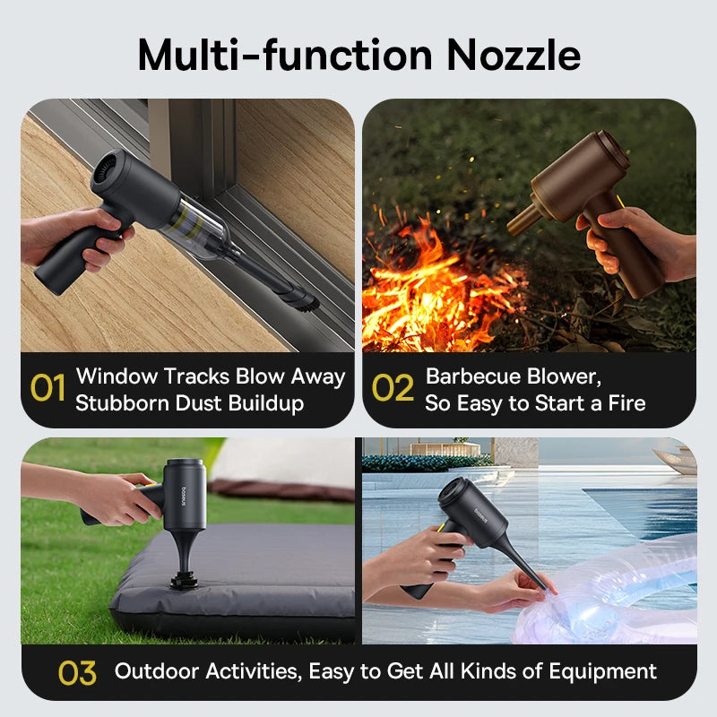 Baseus Cordless Car Vacuum Cleaner & Air Blower Gun – Portable Handheld