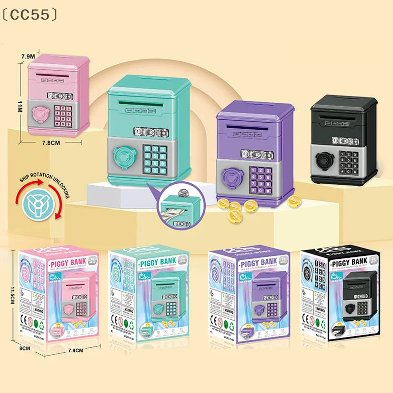 Piggy Bank ATM Safe with Password Lock – Kids Coin Savings Box