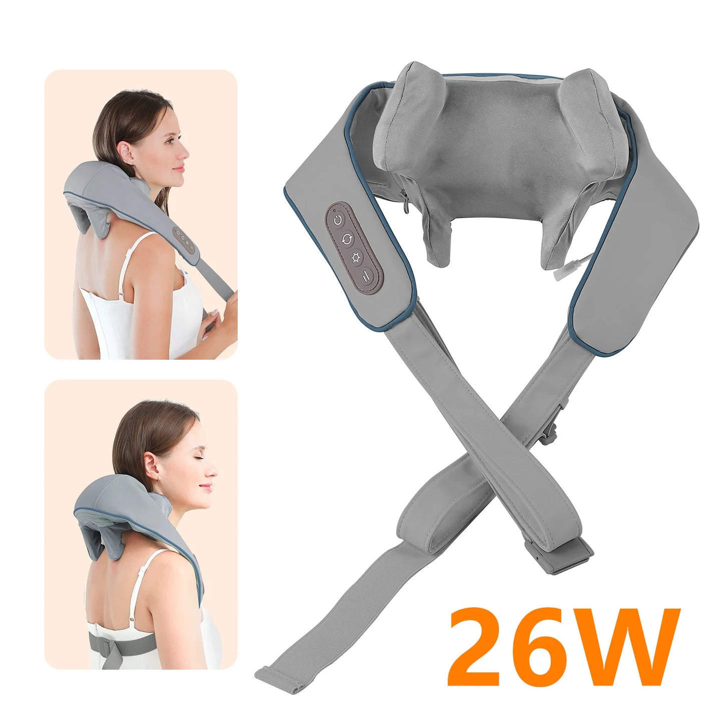 Neck & Shoulder Massager Shawl – 26W Wireless Kneading Massage Wrap