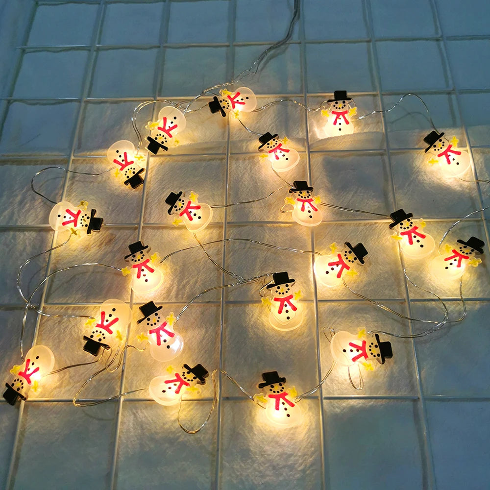 Christmas LED String Lights Santa Snowman Reindeer Xmas Decor