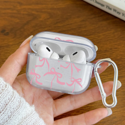 Pink Bow AirPods Case with Keychain – Clear Protective Cover
