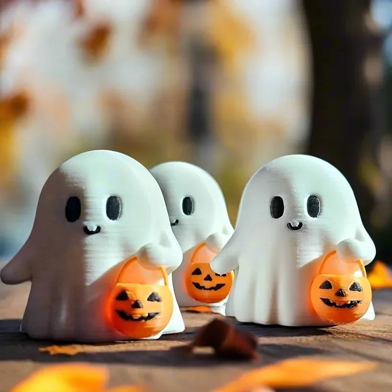 Halloween Ghost Statue – Cute Anime Pumpkin Figurine Decor