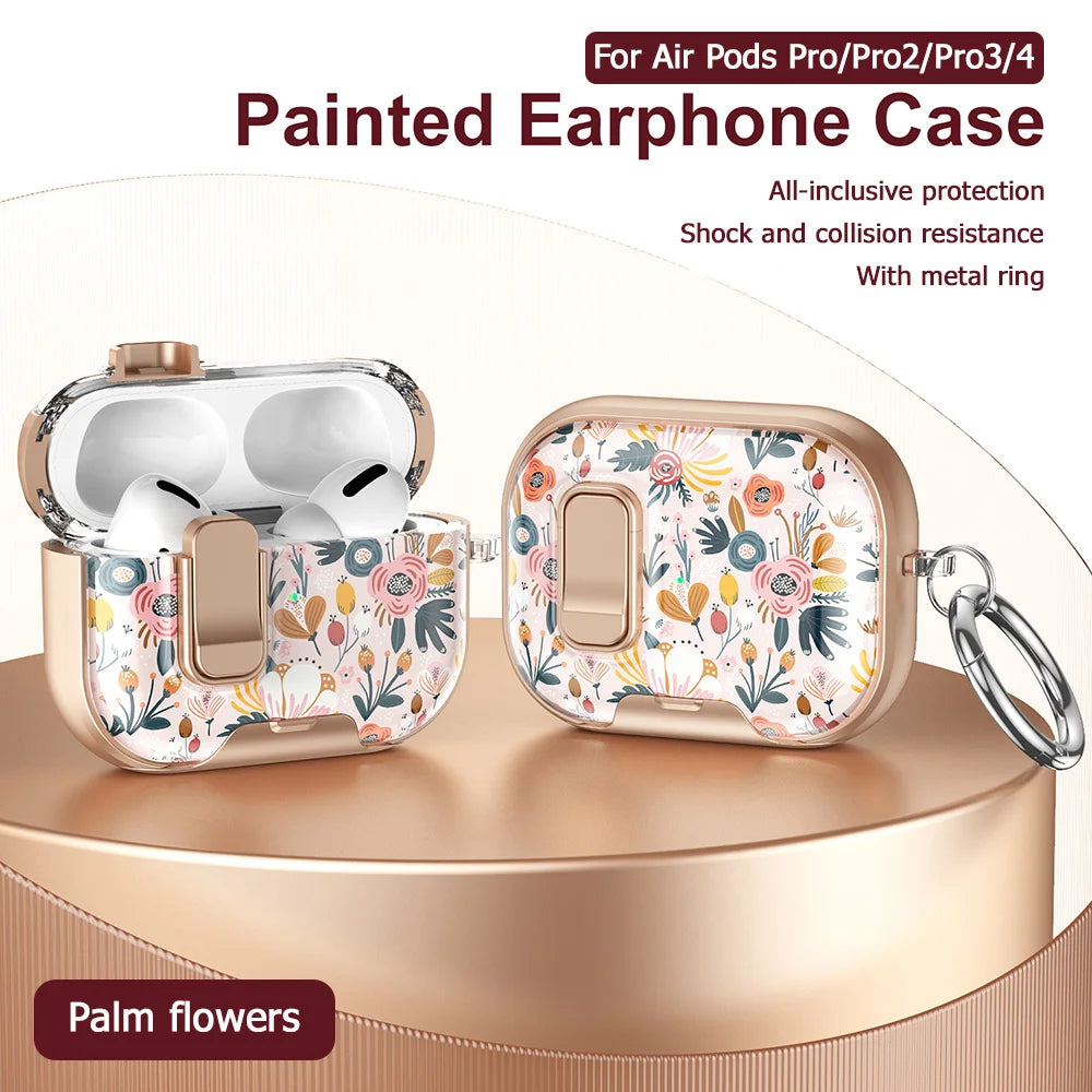 AirPods Pro Case Leopard Print with Metal Ring – Fits Pro / Pro 2 / Pro 3 / AirPods 4