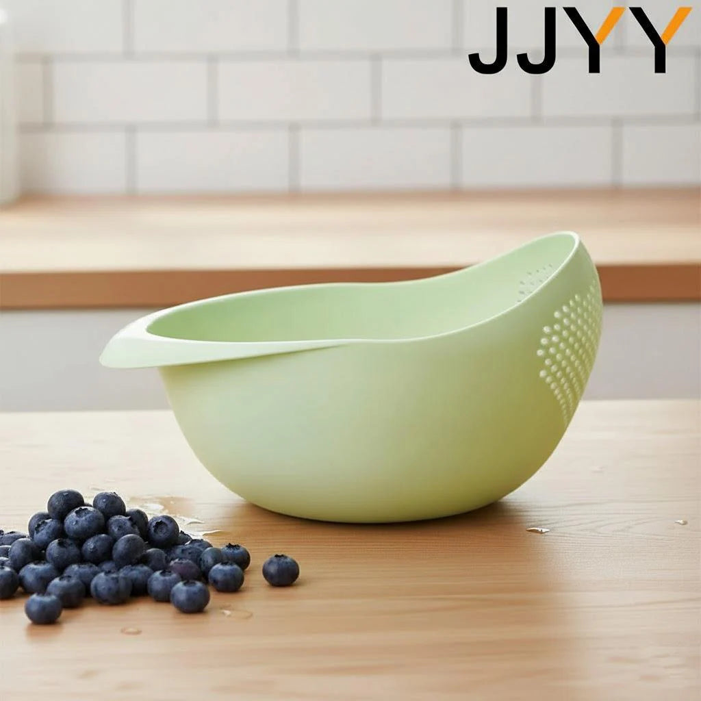 Rice Washing Basket – Plastic Strainer Bowl with Handle