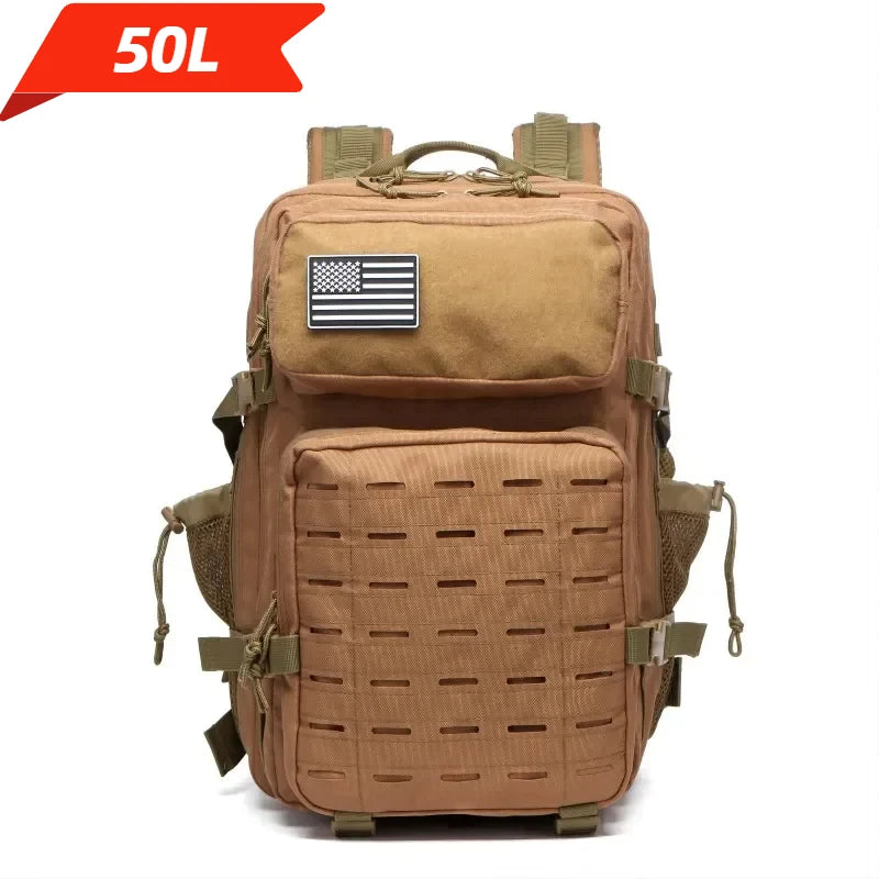Tactical Backpack 25L/50L MOLLE Military Rucksack with 2 Bottle Holders for Hiking & Outdoor