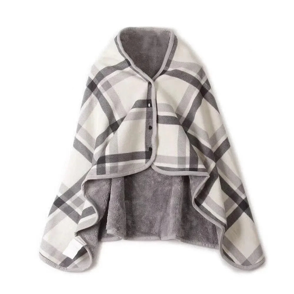 Plaid Blanket Scarf Wrap – Women's Double-Layer Winter Shawl