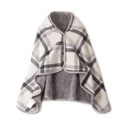 Plaid Blanket Scarf Wrap – Women's Double-Layer Winter Shawl