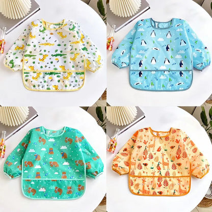 Baby Long Sleeve Waterproof Bib Apron with Pocket