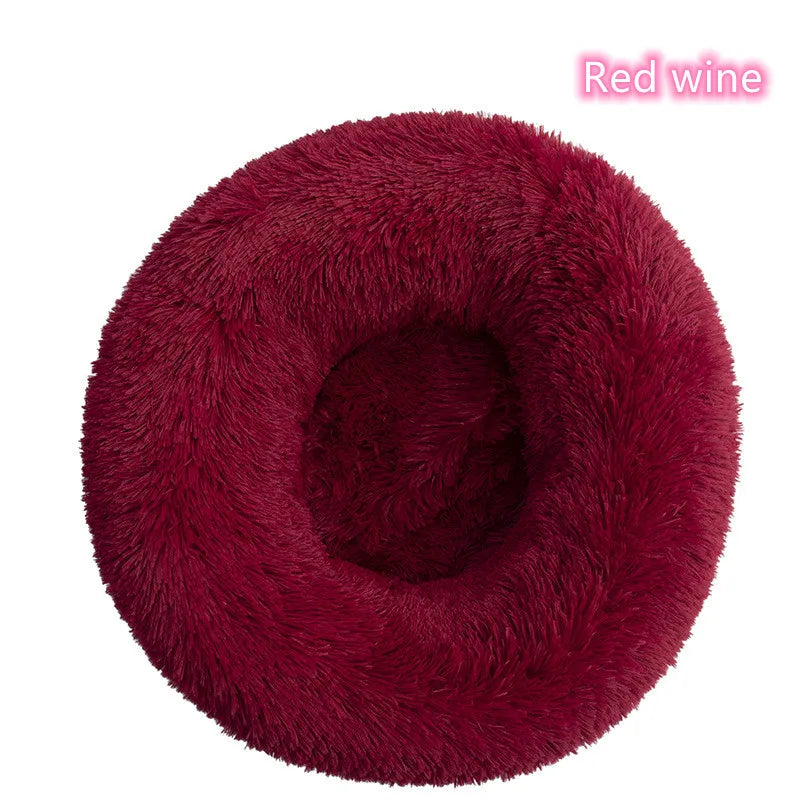 Calming Donut Cat Bed – Super Soft Plush Washable Pet Sleeping Cushion