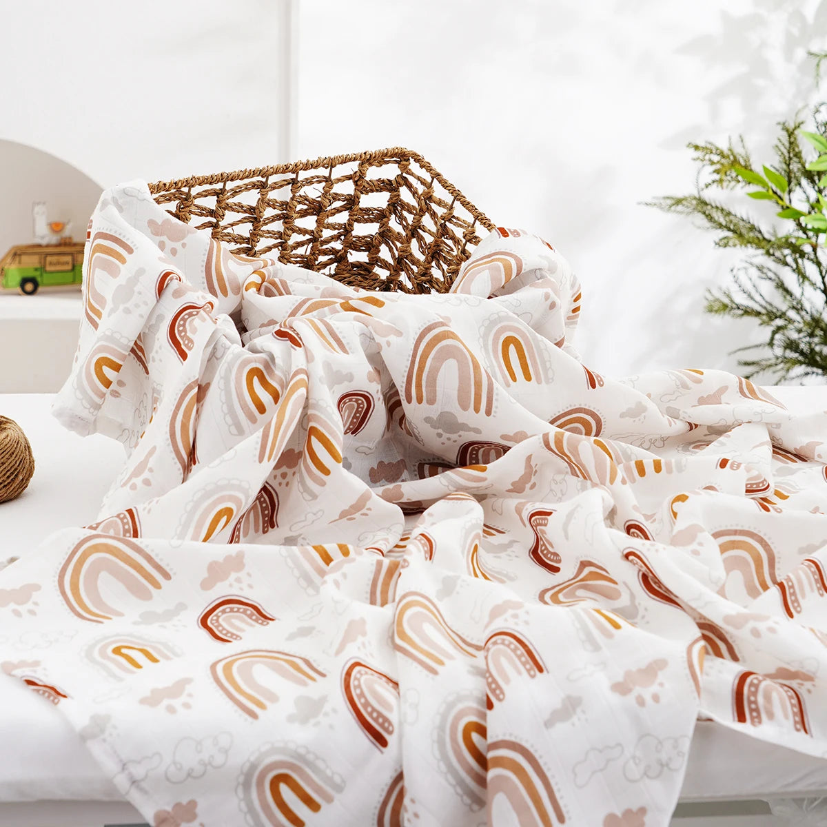Muslin Swaddle Blanket 100% Cotton 2-Layer Baby Bath Towel Wrap