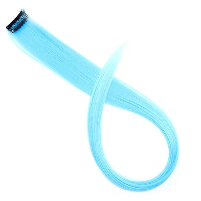 22-Inch Clip-In Synthetic Hair Extensions – Rainbow Colors
