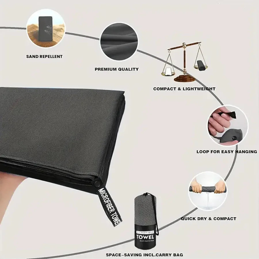Microfiber Travel Towel – Quick-Dry, Super Absorbent & Compact