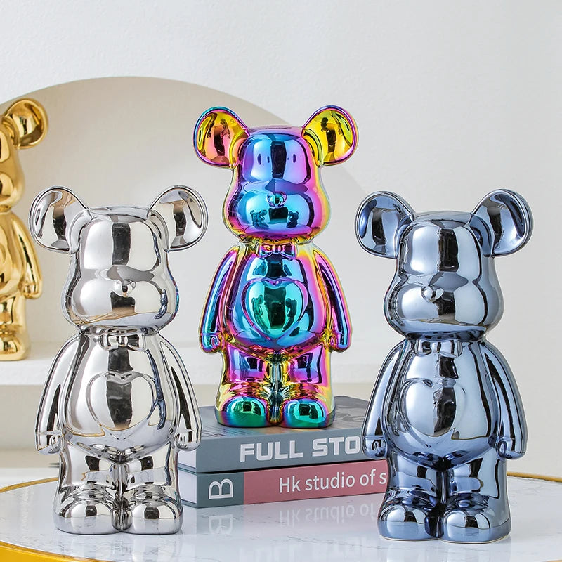Bear Brick Ceramic Statue – Aesthetic Home Decor Figurine