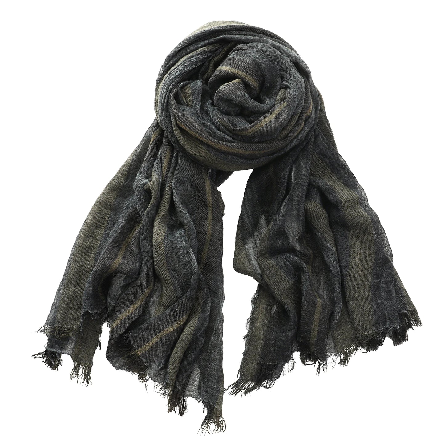 Men's Striped Cotton Linen Scarf – Warm Neckerchief Pashmina