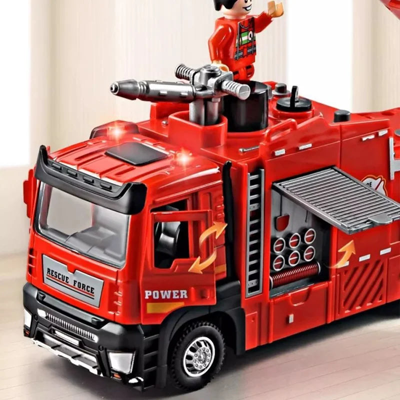 Diecast Fire Truck Toy with Lights Music and Water Spray