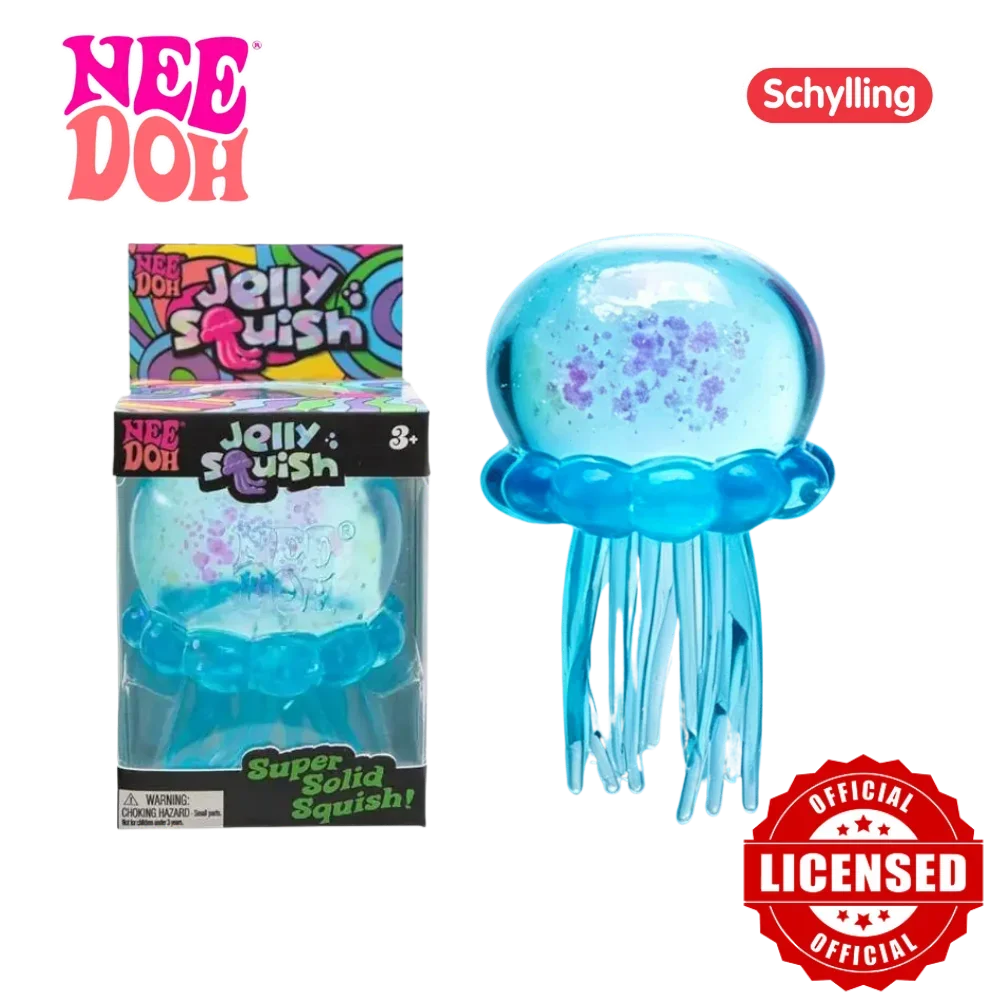 Needoh Jelly Squish Jellyfish Squishy Toy – Glitter Stress Relief Squeeze Ball