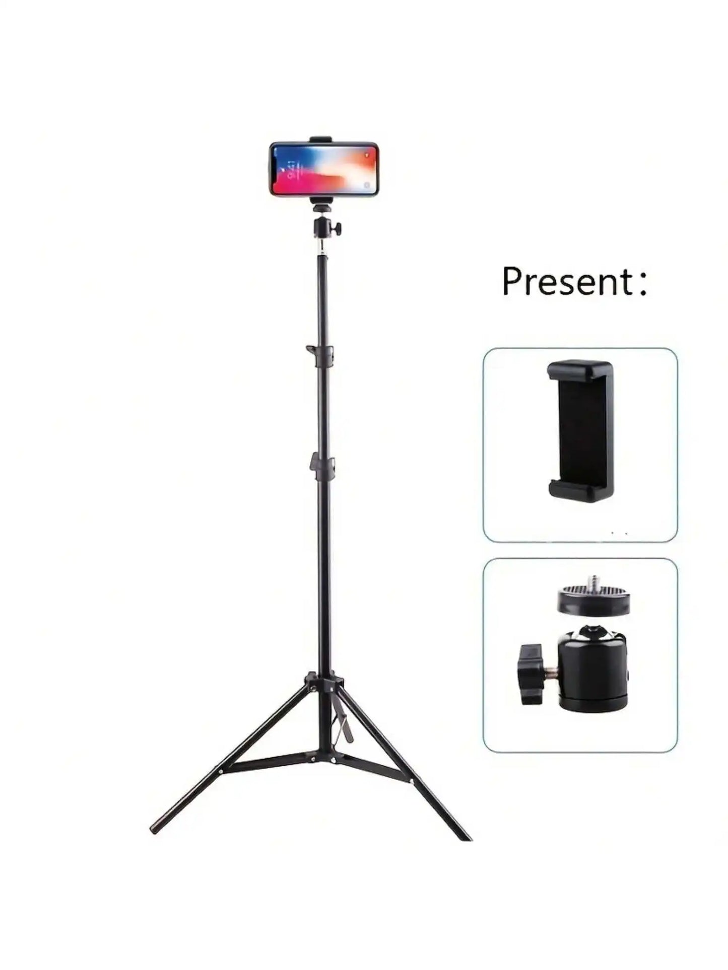 63-Inch Foldable Phone Tripod Stand with Phone Clip & Ball Head