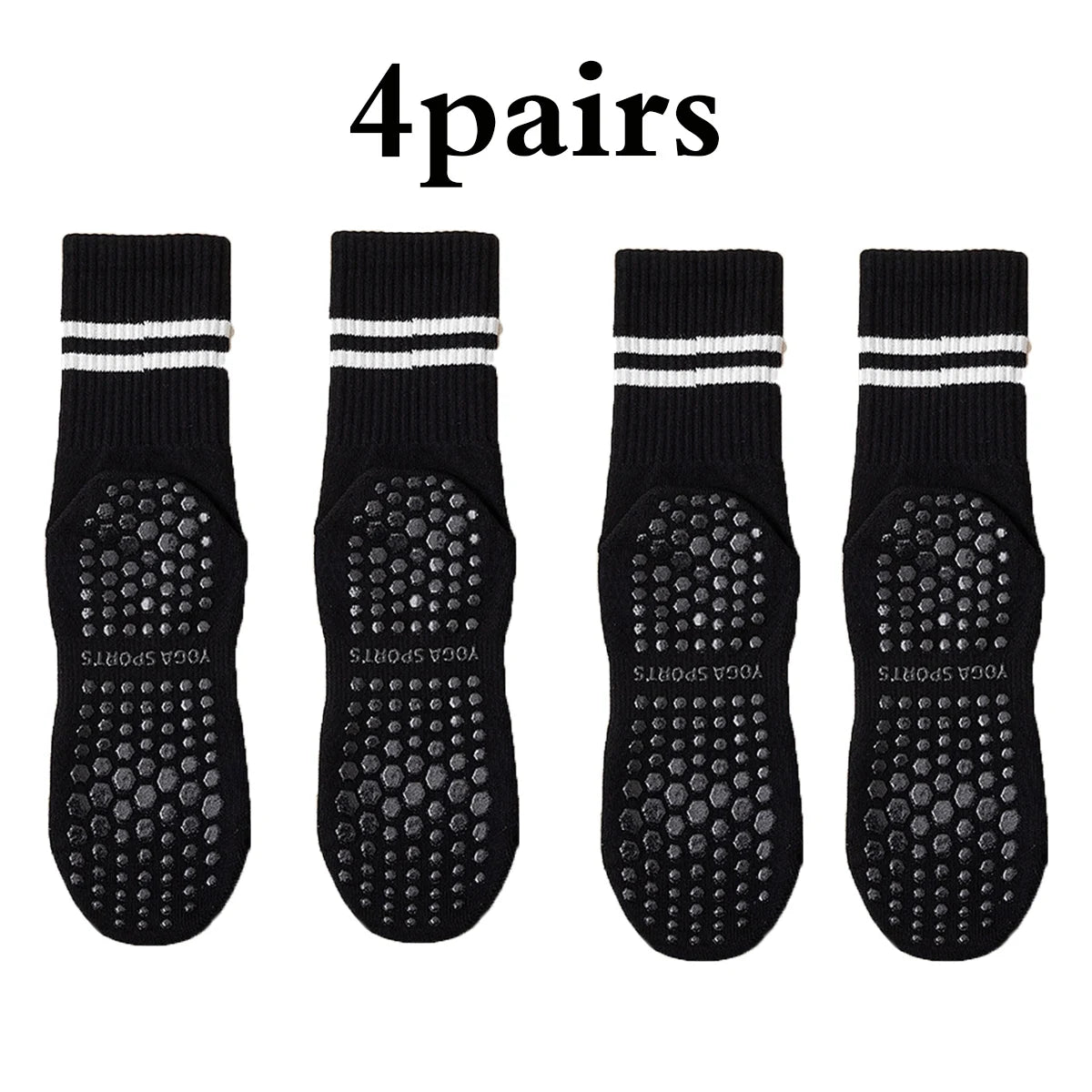 4 Pairs Women's Non Slip Pilates Yoga Grip Socks