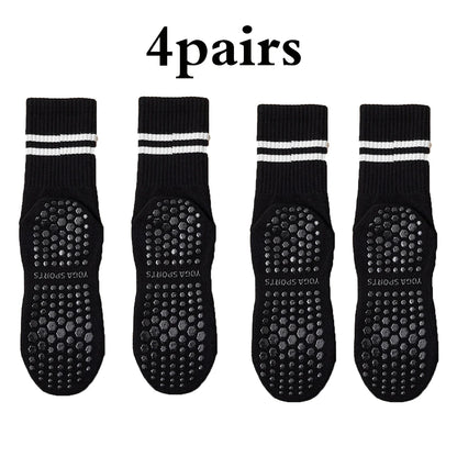 4 Pairs Women's Non Slip Pilates Yoga Grip Socks
