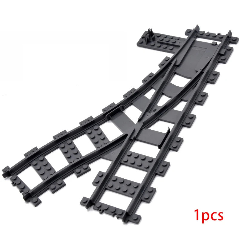 City Train Track Building Block Parts – Straight, Curved & Switch Rails
