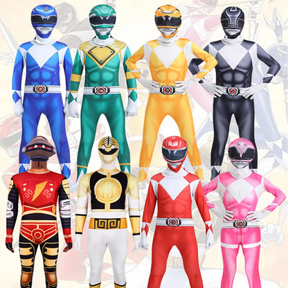 Power Rangers Cosplay Costume – Kids Superhero Bodysuit Sizes 110–190