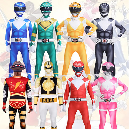 Power Rangers Cosplay Costume – Kids Superhero Bodysuit Sizes 110–190