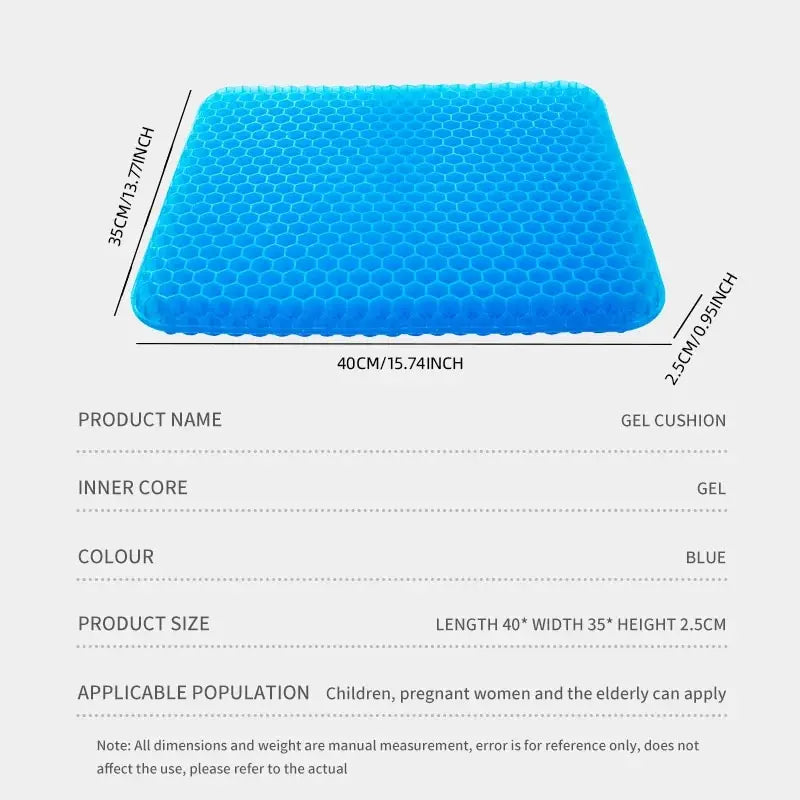 Gel Seat Cushion – Honeycomb Breathable Pressure Relief Pad