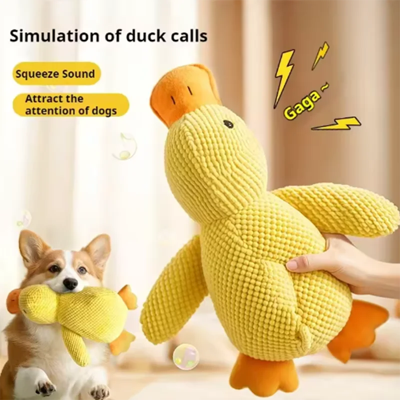Yellow Duck Plush Dog Toy for Sleeping and Boredom Relief