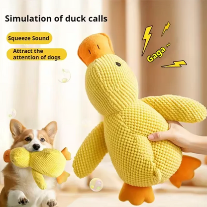 Yellow Duck Plush Dog Toy for Sleeping and Boredom Relief