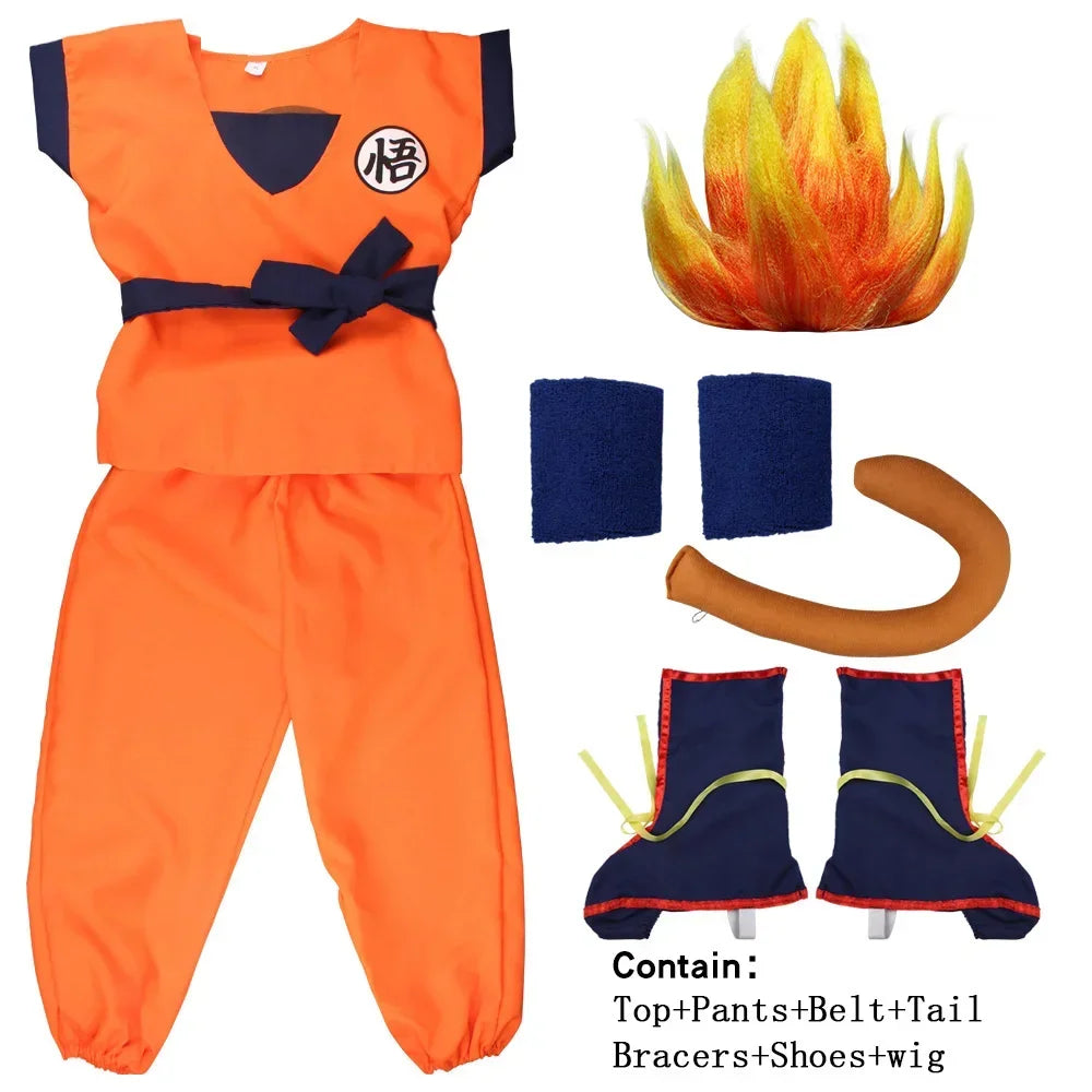 Son Goku Costume Set with Tail – Dragon Ball Cosplay for Kids & Adults