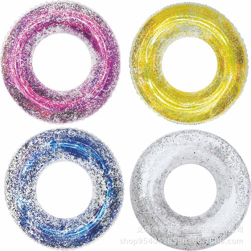 Transparent Glitter Pool Foats Swimming Ring Adult Children Inflatable Tube Giant Float Boys Girl