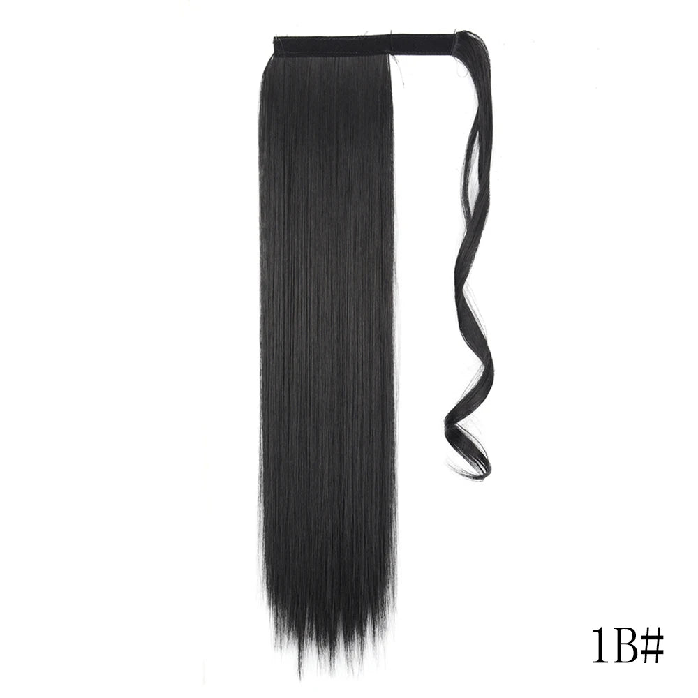 Wrap Around Ponytail Extension Synthetic Straight Hair 22-34 Inch