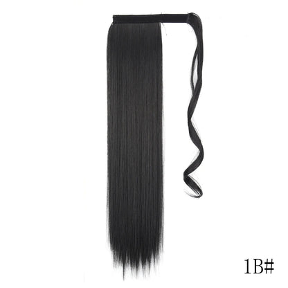 Wrap Around Ponytail Extension Synthetic Straight Hair 22-34 Inch