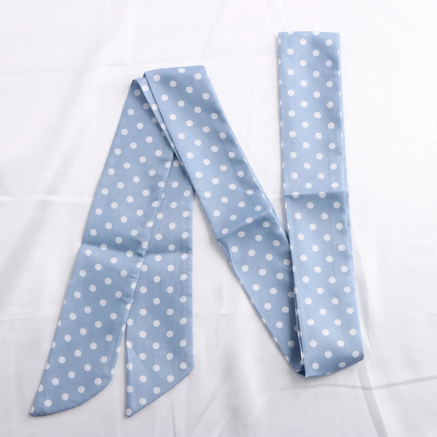Silk Ribbon Neck Scarf for Women – Polka Dot Skinny Neckerchief & Bandana