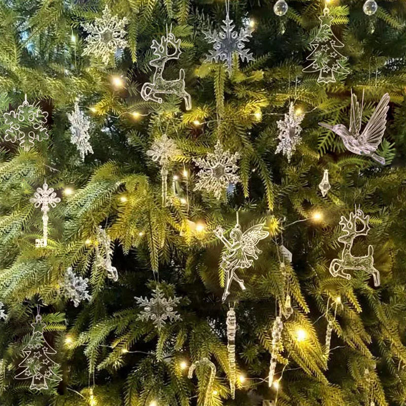 Crystal Acrylic Christmas Tree Hanging Ornaments – 5-Pack