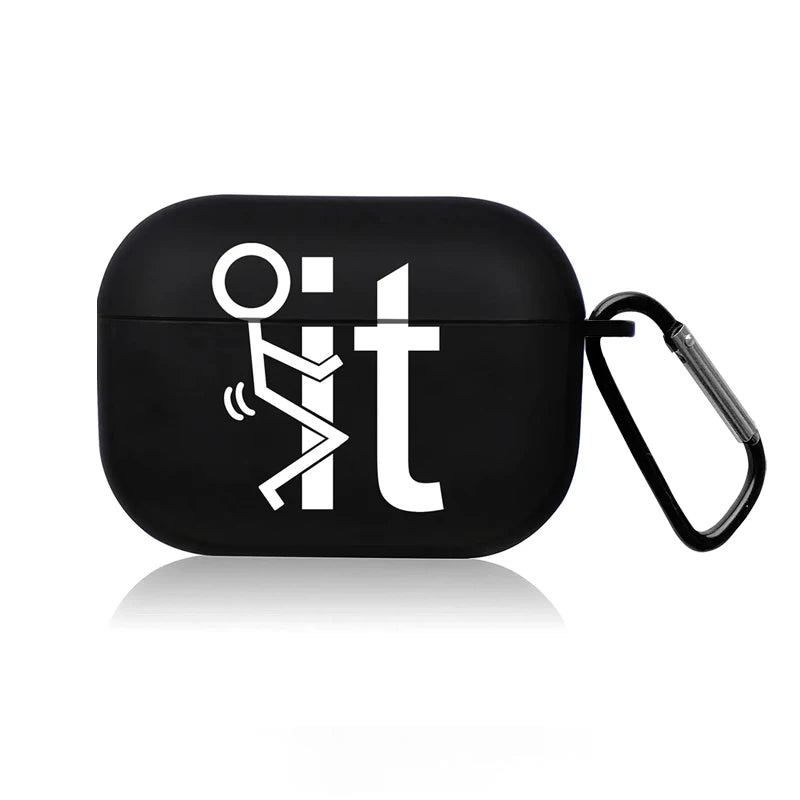 Cute Cartoon AirPods Case – Creative Line Black Protective Cover