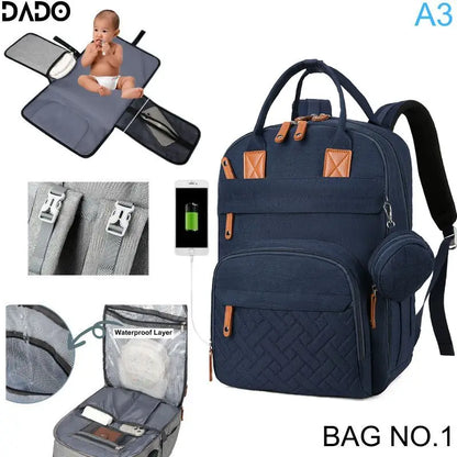 Diaper Bag Backpack with Changing Pad & USB Charging Port