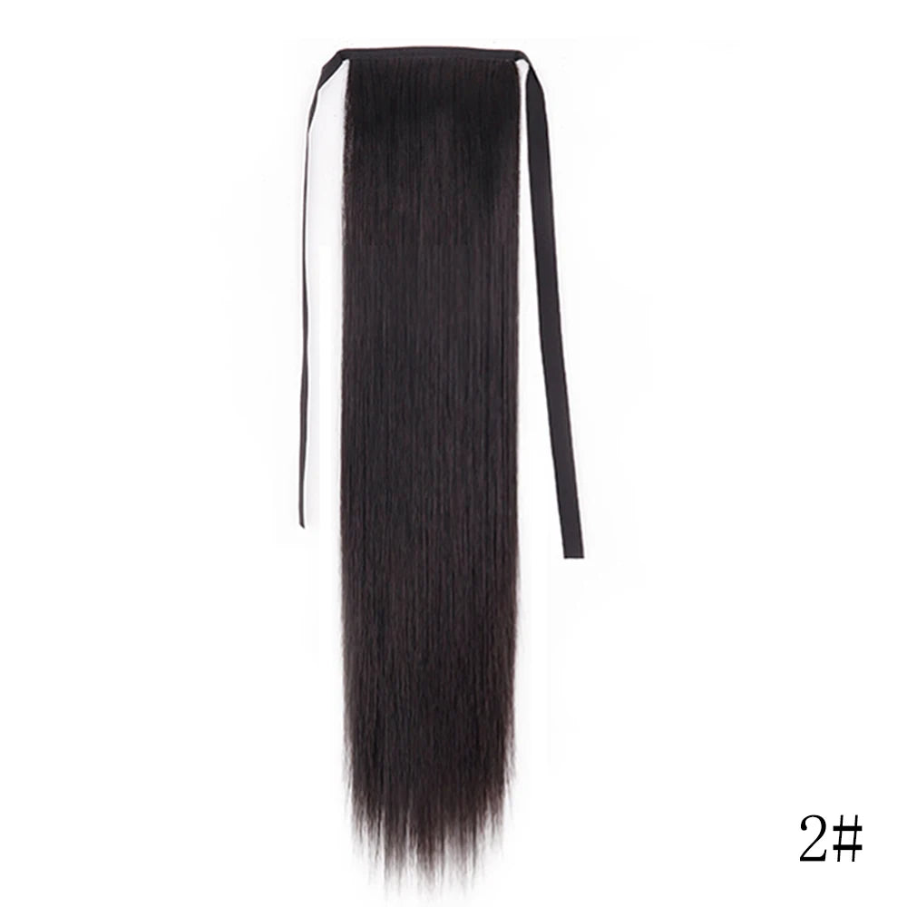 Wrap Around Ponytail Extension Synthetic Straight Hair 22-34 Inch