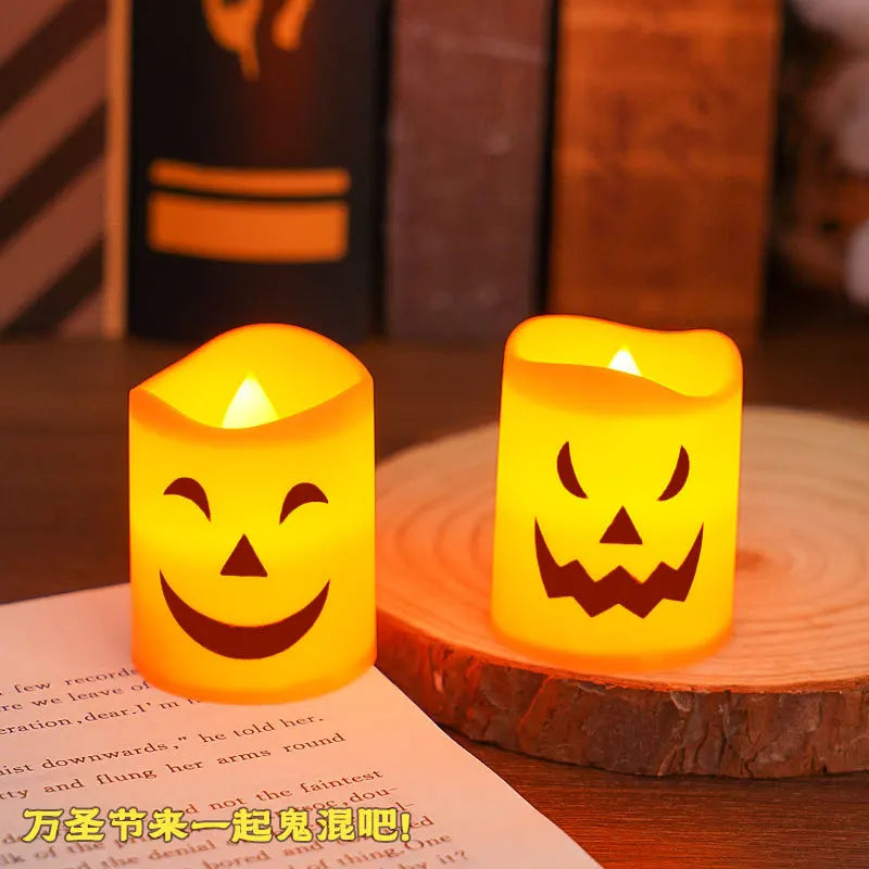 Halloween LED Pumpkin Candle Lights – Battery Powered Set of 6