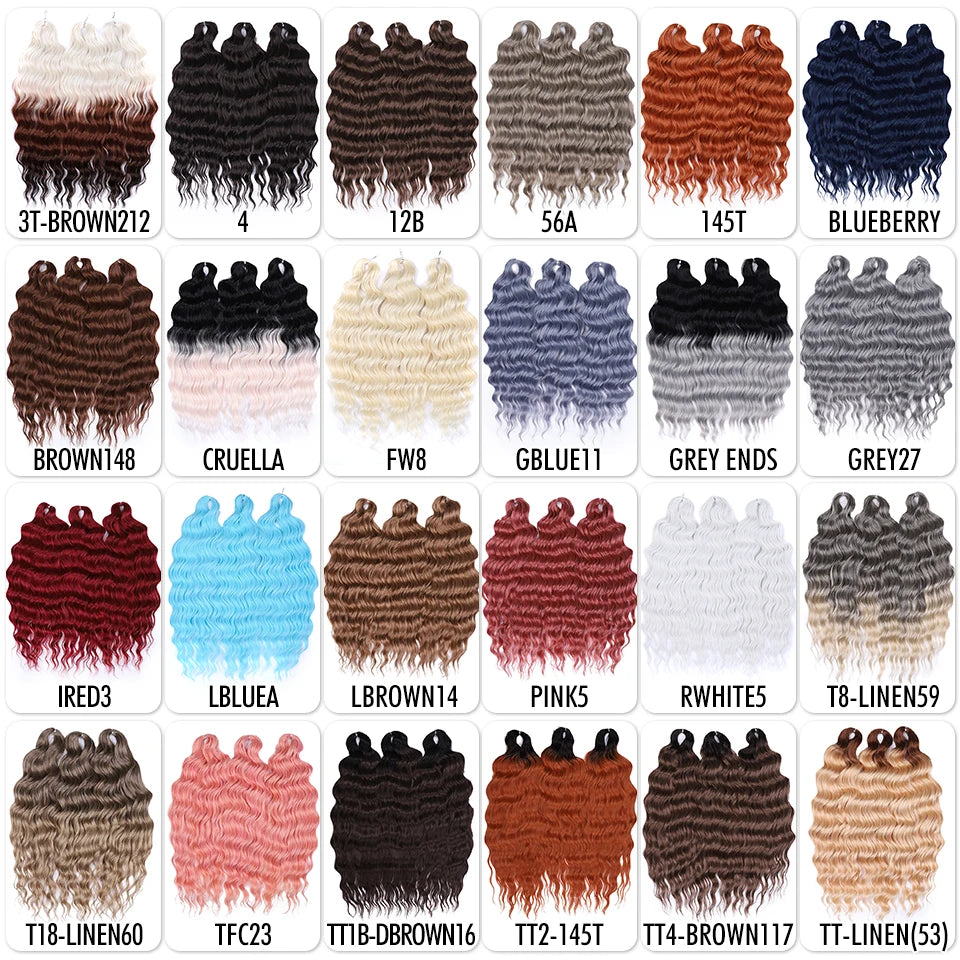 Deep Wave Braiding Hair Extensions 24 Inch – Synthetic Water Wave Crochet Hair