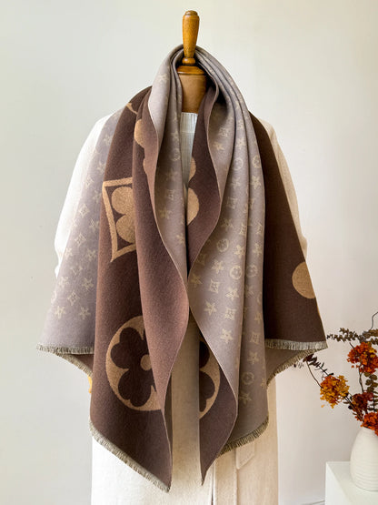 Women's Faux Cashmere Jacquard Shawl Scarf – Warm Blanket Wrap