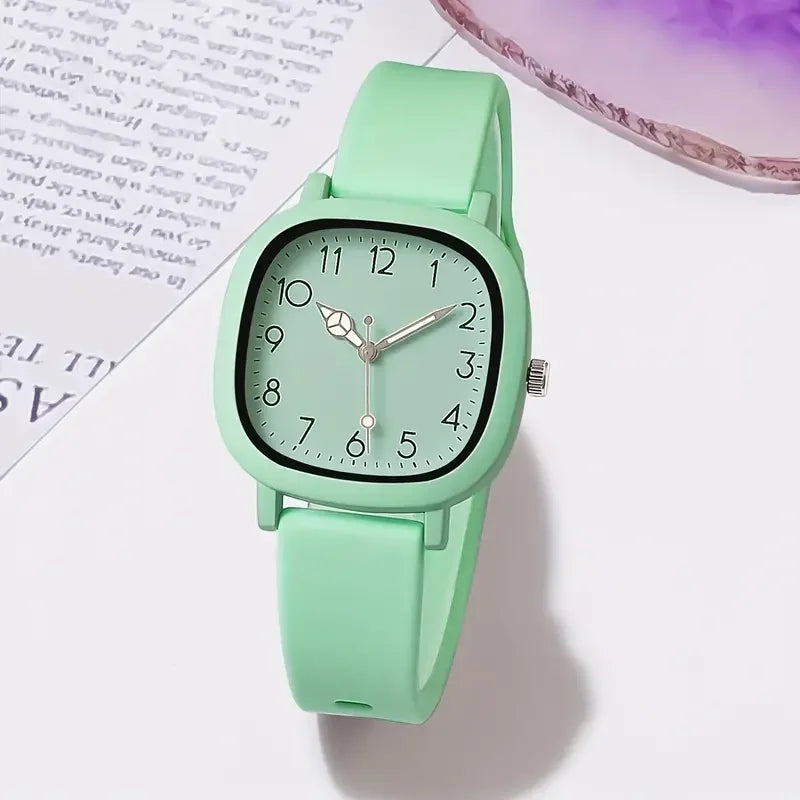 Women's Silicone Band Quartz Watch Set – Casual Style