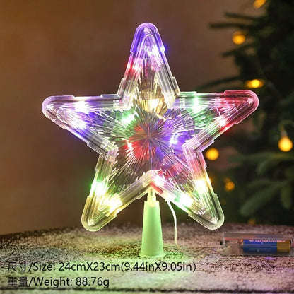 LED Moon & Star Christmas Tree Topper Light – Warm White Glow