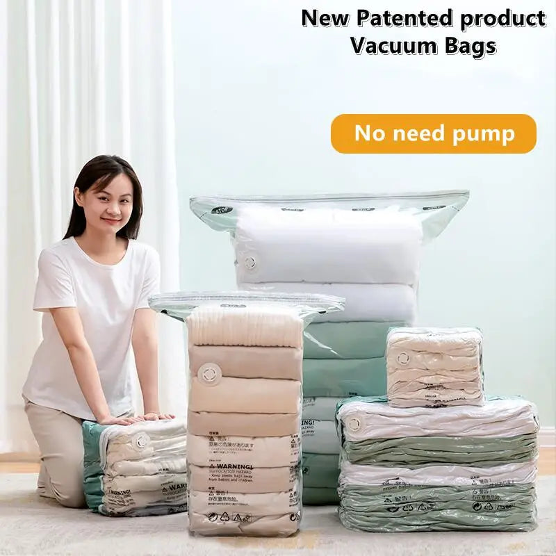Vacuum Storage Bags No-Pump Space Saver for Bedding & Clothes