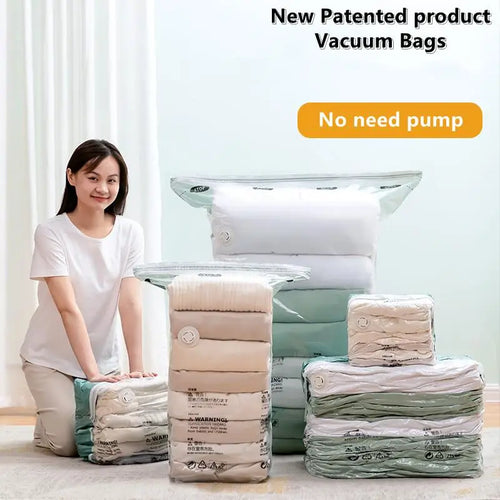 Vacuum Storage Bags No-Pump Space Saver for Bedding & Clothes