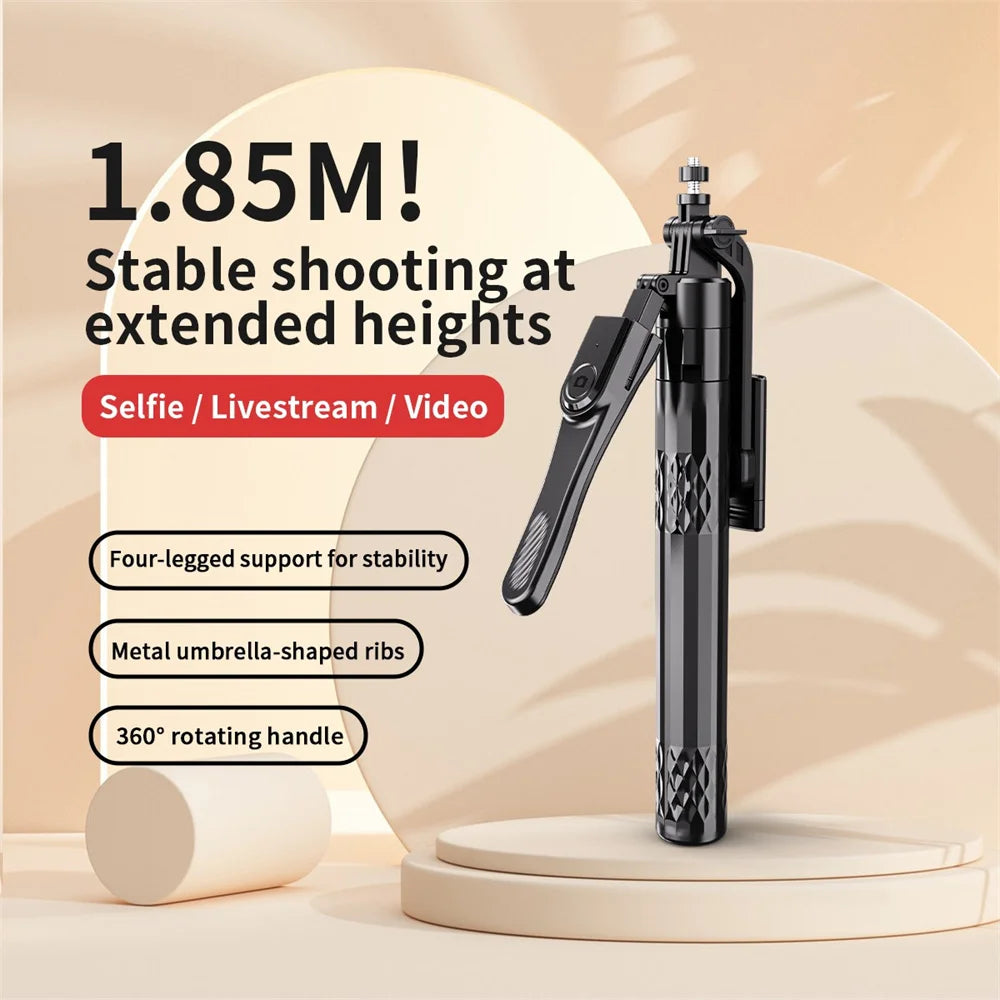 Selfie Stick Tripod 185cm with Fill Light & Bluetooth Remote