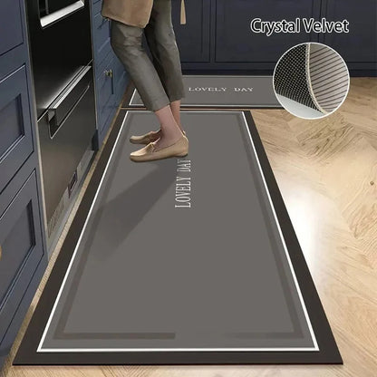 Non-Slip Kitchen Mat Set – Crystal Velvet Absorbent Rugs for Kitchen & Bathroom