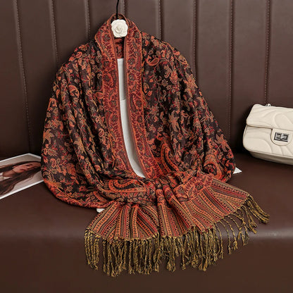 Paisley Print Cashmere Pashmina Shawl for Women – Warm Winter Wrap