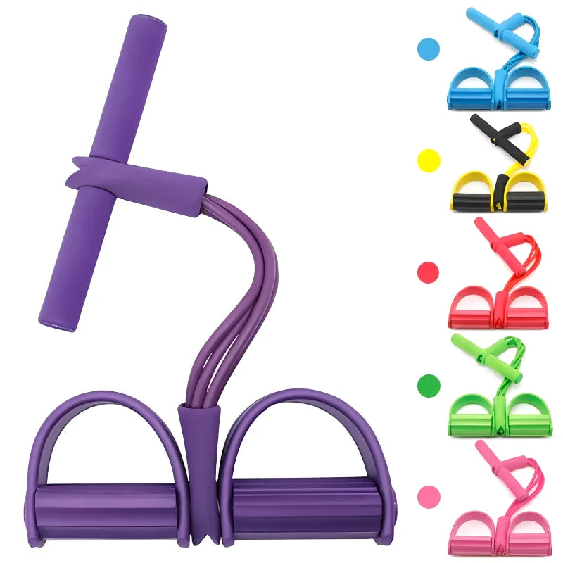 Resistance Band Pedal Exerciser 4-Tube Pull Rope for Yoga, Abs & Full Body Workout